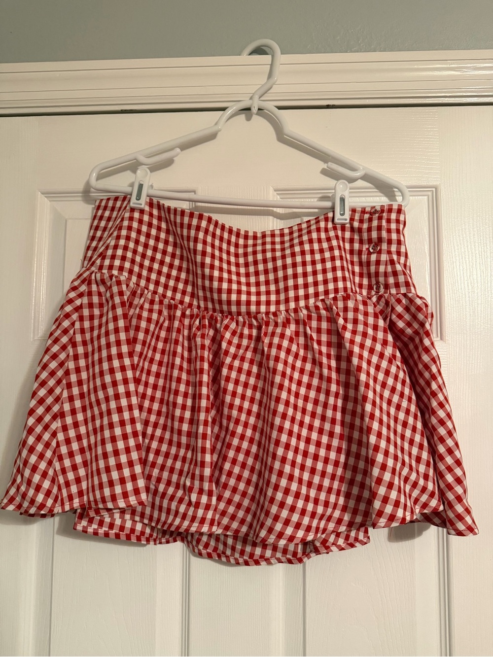 Peppermayo Red Gingham Circle Skater Mini Skirt
